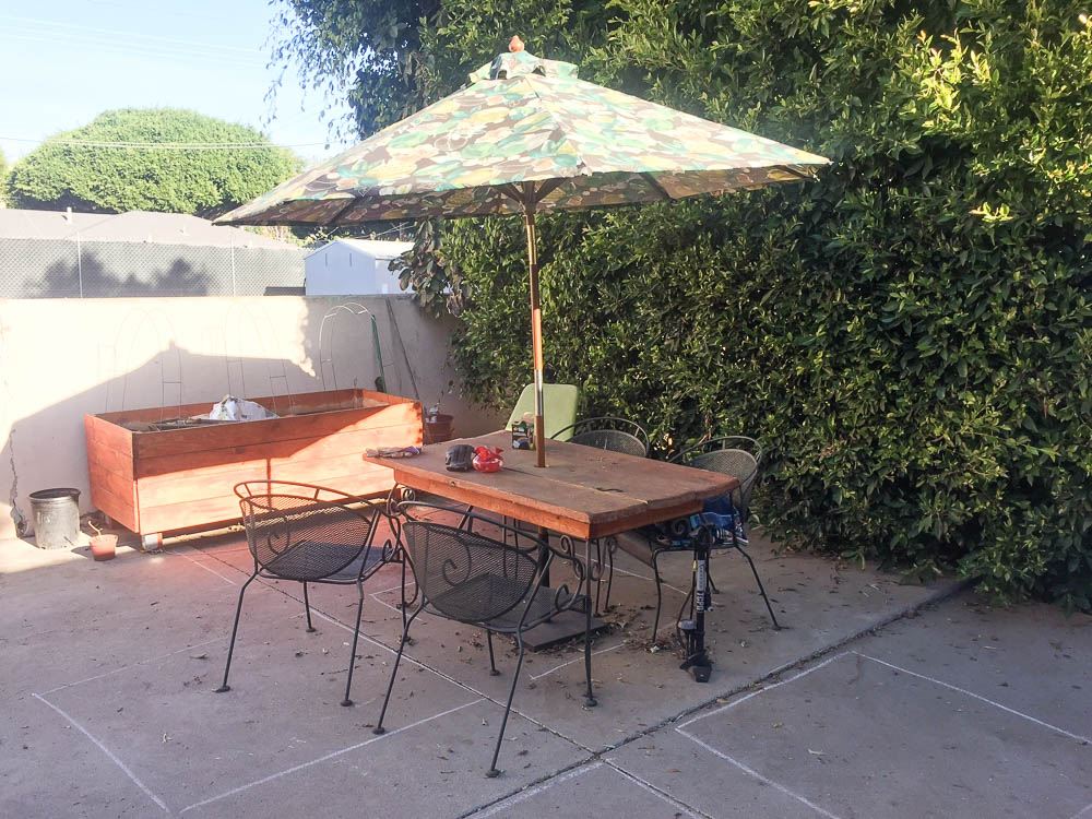 urban gardening patio and planter [Front Yard Veggies]